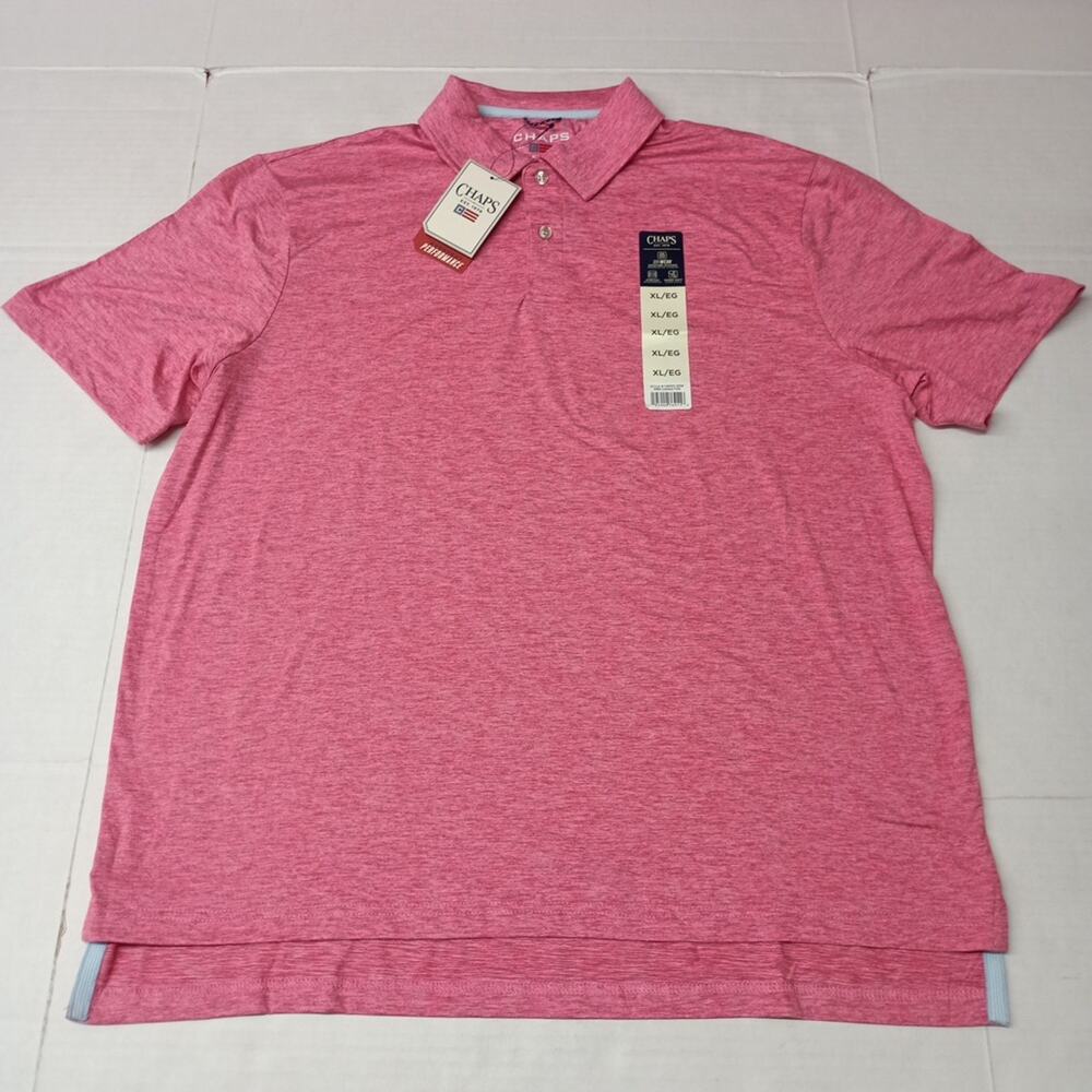 Chaps Performance Polo Shirt Men's XL Pink Moisture Wicking